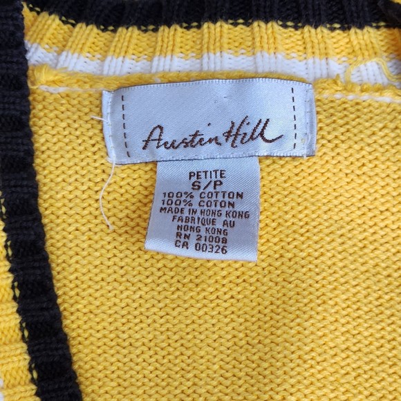 Vintage Austin Hill Yellow Nautical Themed Cardigan Sweater S/P - Picture 4 of 4